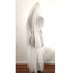 51" Tiered Wedding Bridal Veil Face Cover Comb Cathedral Head Dress Bride Gown